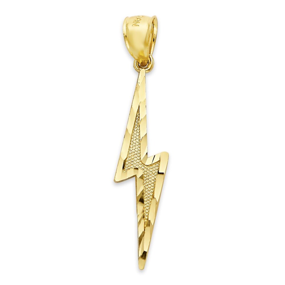 Solid 14k Gold Lightning Bolt Pendant - Thunderbolt Jewelry Gifts for Men
